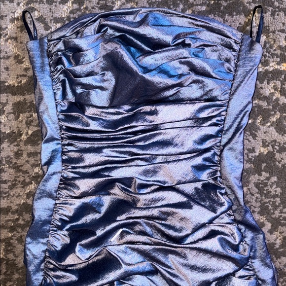 Jessica McClintock Shimmering Blue Mini Dress size 10 - Picture 2 of 8